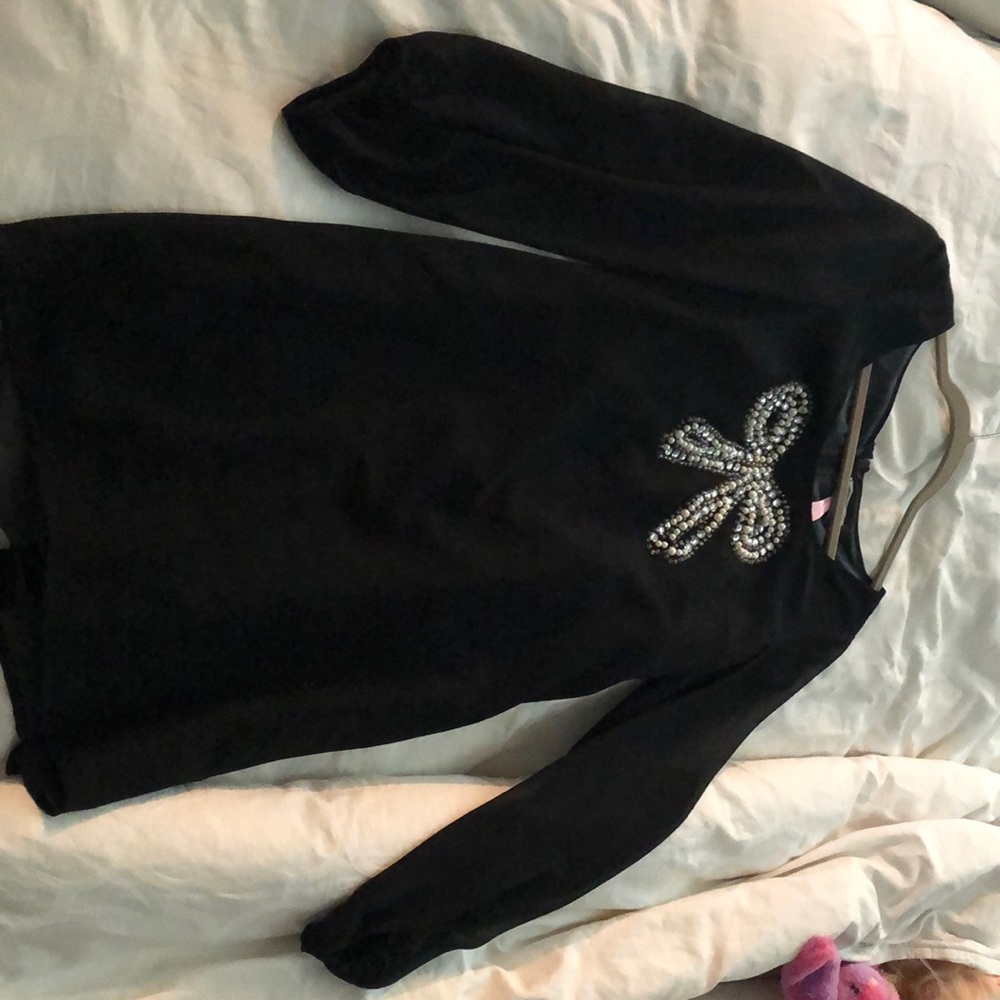 Short black dress with jeweled front